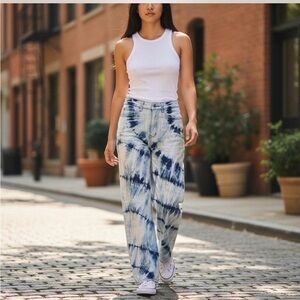BDG Urban Outfitters Jeans Women Size 24 Blue High Rise Wide Leg Bleach Tie Dye